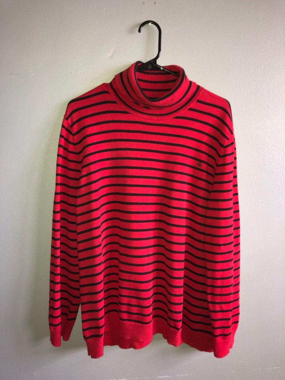 Lauren Ralph Lauren Turtle Neck Sweater Womens 3XL Red Black Striped Stretch
